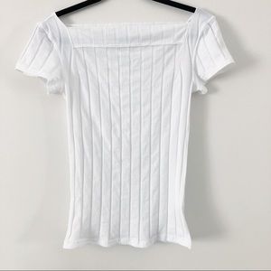 We The Free Ribbed Boatneck Baby Tee, M